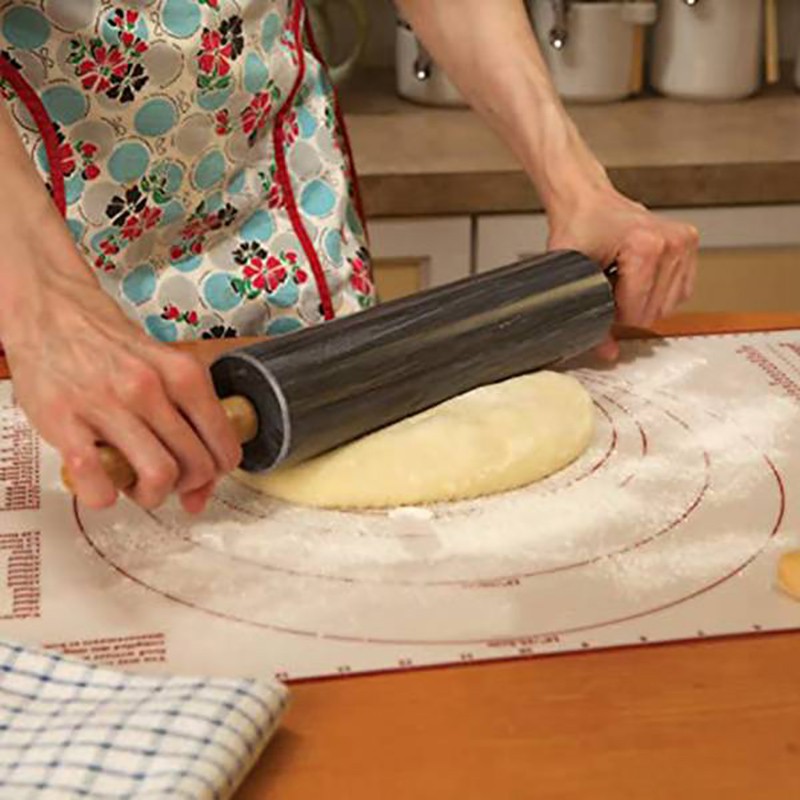 18 Inch Deluxe Marble Rolling Pin with Wood Handles,Baking and Pastry Utensils-Gray(Without Base)