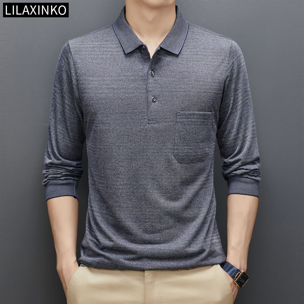 Áo Thun Polo Cotton Tay Dài Kẻ Sọc 3 Màu Thời Trang Thu Đông Cho Nam