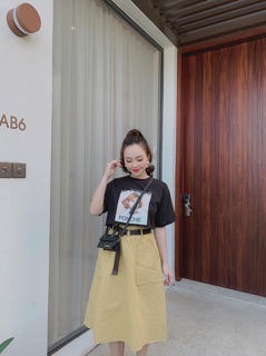 Set Áo phông hình Chân váy kaki (3 màu ảnh thật)