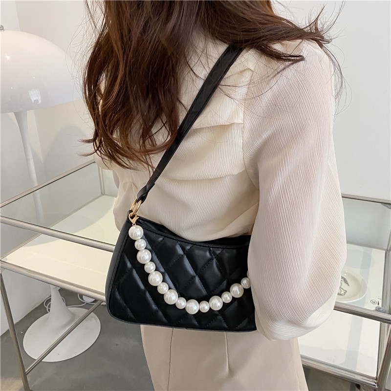 IELGY Túi Đeo Vai Hình Vuông Cỡ Nhỏ Đính Ngọc Trai Giả Phối Dây Đeo Sợi Xích Thời Trang Cho