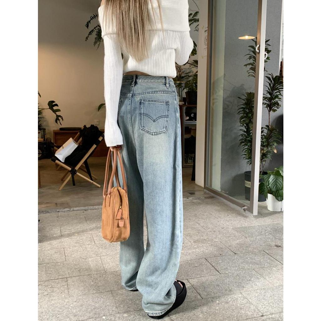 Quần Denim Ống Rộng Lưng Cao Thời Trang Cá Tính Dành Cho Nữ 61979