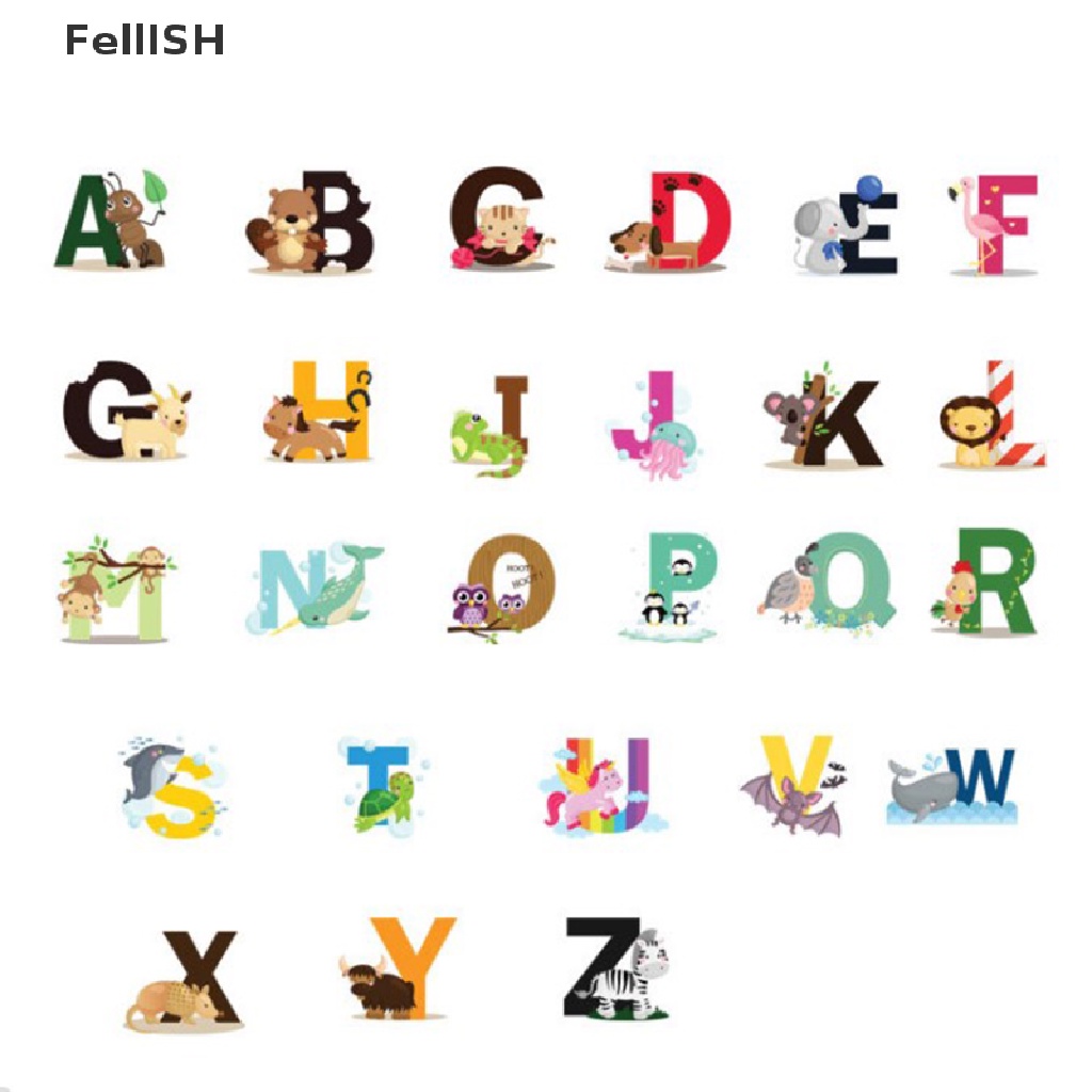 [Felli] Giấy Dán Tường 439br Hình 26 Chữ Cái Alphabet Động Vật Hoang Dã Hoạt Hình Trang Trí Phòng Trẻ Em