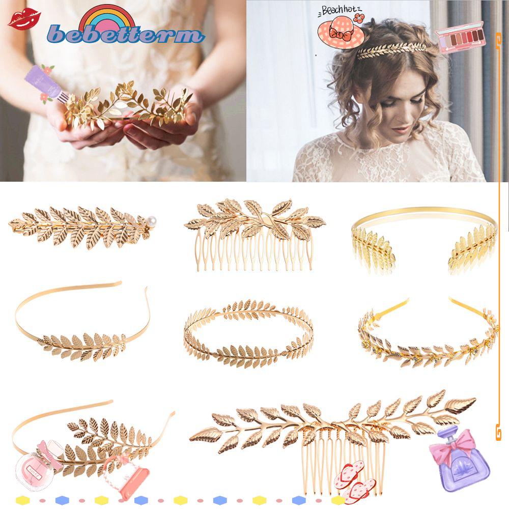 Cài tóc/ Kẹp tóc/ Lược cài tóc kiểu cành lá vàng tạo kiểu vương miện cổ điển dành cho cô dâu