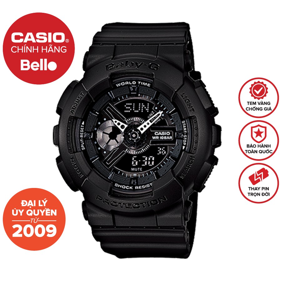 Đồng hồ dây nhựa Casio Baby-G Nữ BA-110BC-1A chính hãng bảo hành 5 năm Pin trọn đời