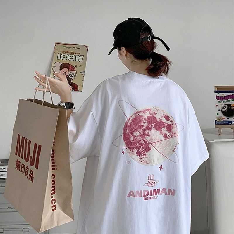 Áo thun tay lỡ nam nữ, áo phông unisex form rộng chất cotton mát mịn thấm hút mồ hôi hình địa cầu