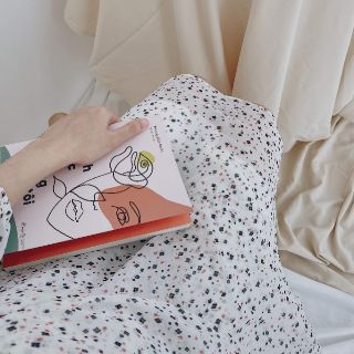 Váy voan cổ tim chấm bi- cam kết HÌNH THẬT