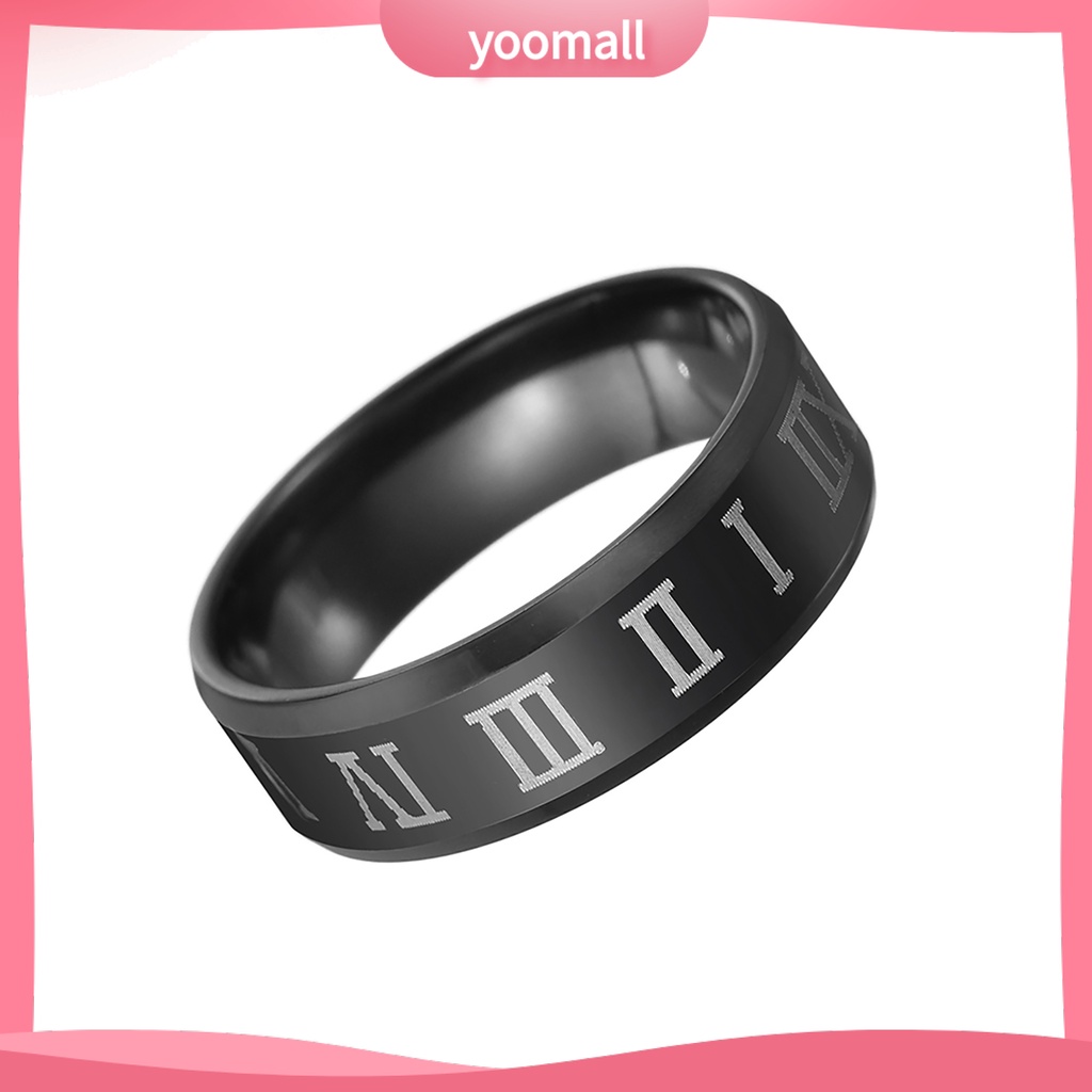 Nhẫn Thép Không Gỉ In Số La Mã Sang Trọng Cho Nam