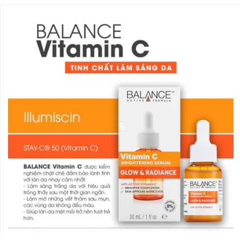Serum Vitamin C Balance Active Formula Brightening 30ml Giúp Trắng Da, Mờ Thâm