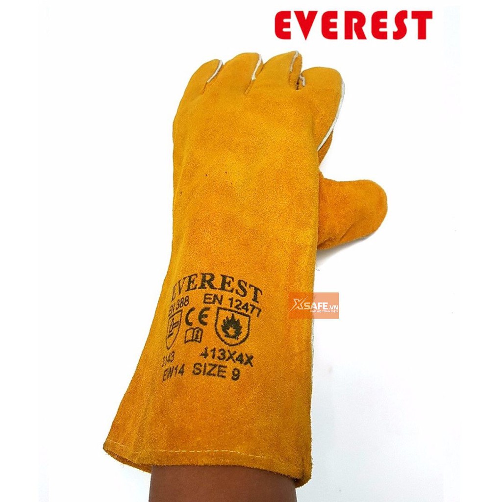 Găng tay hàn Everest EW14 Bao tay hàn da lộn, chống cháy, chịu nhiệt/tia lửa văng bắn, lớp lót chống hầm bí