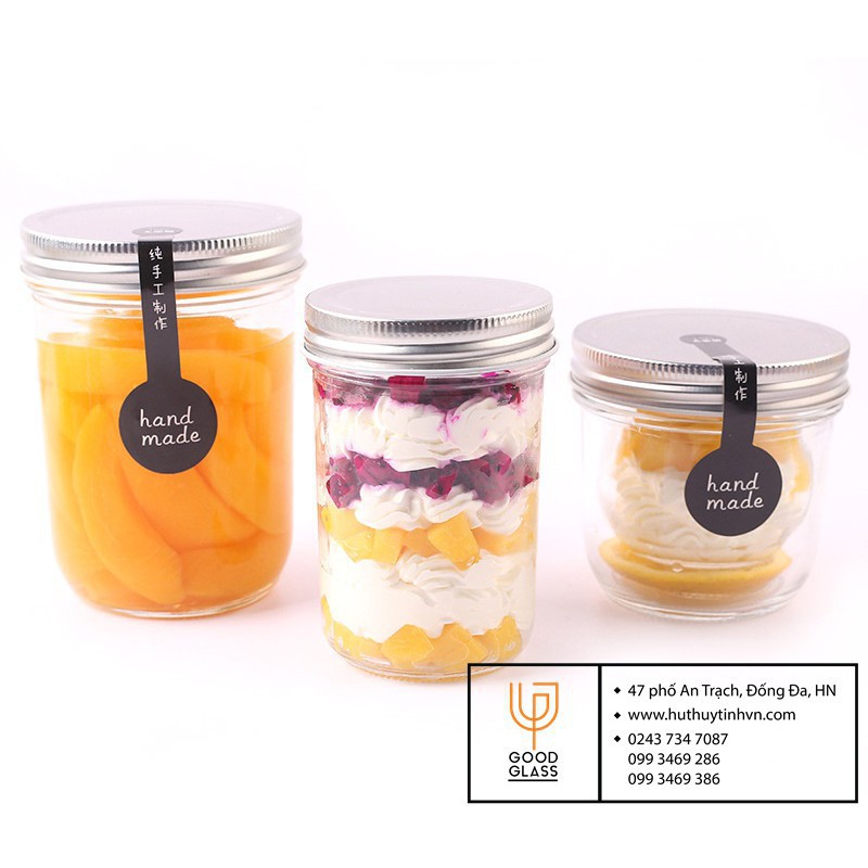 Hũ thủy tinh / Lọ thủy tinh tròn nắp thiếc đựng gia vị thực phẩm 200ML | BigBuy360 - bigbuy360.vn