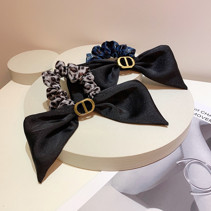 Dây cột tóc da PU thắt nơ họa tiết da báo phong cách cổ điển thời trang