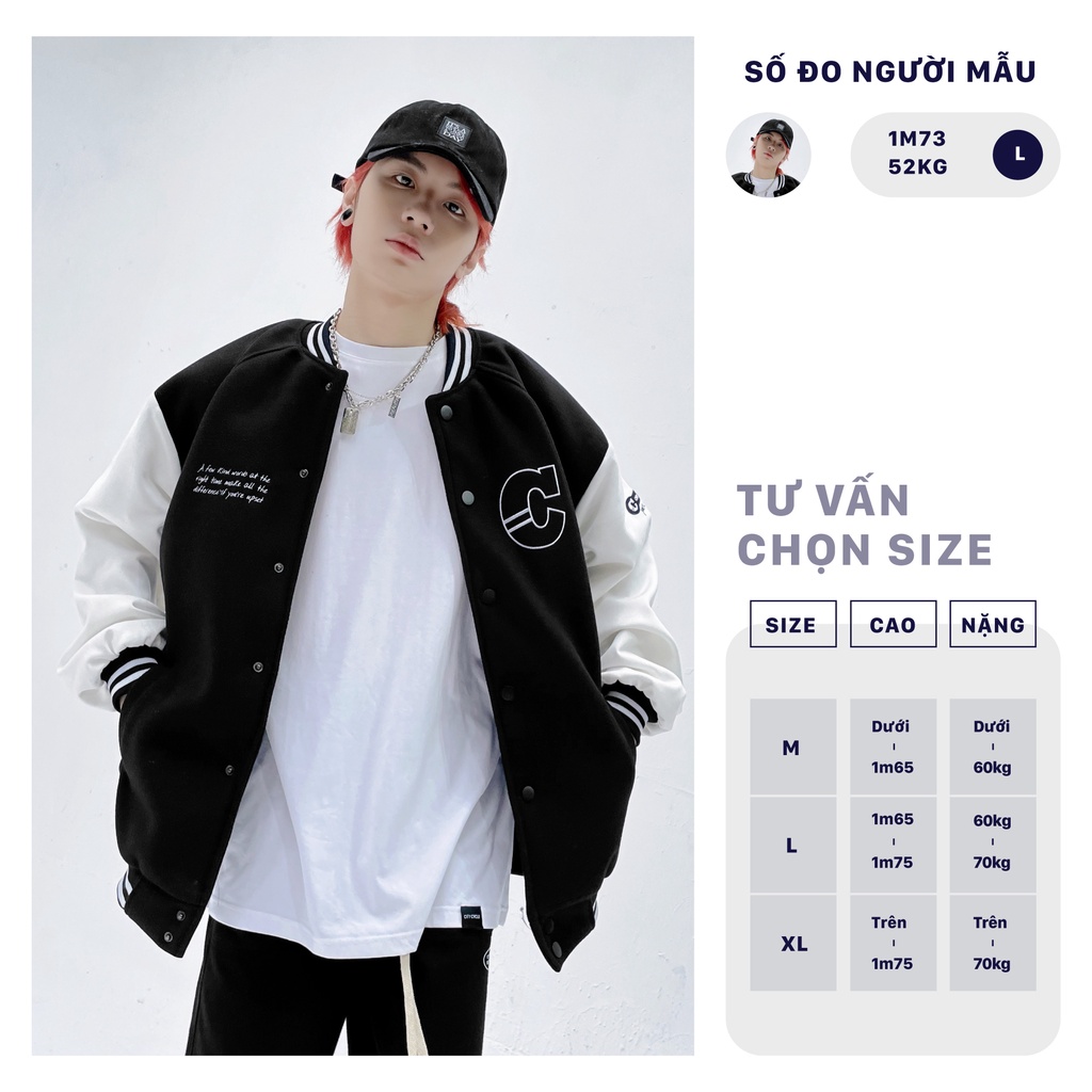 Áo khoác bomber varsity jacket Upset City Cycle - Áo khoác bóng chày unisex form rộng Local Brand