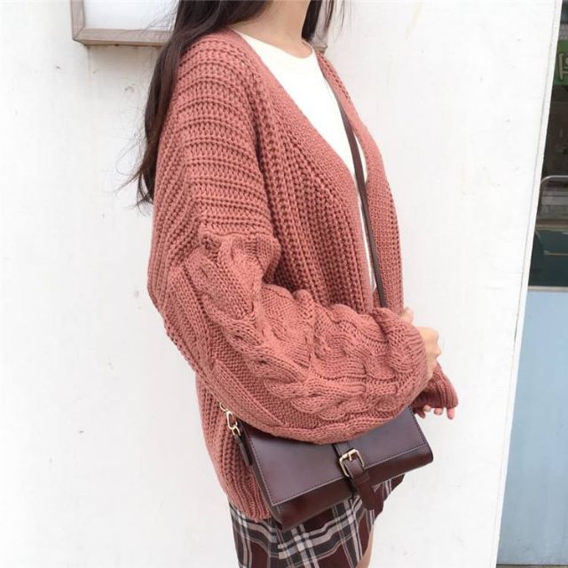 Hàng Sẵn_ Áo len khoác ngoài kiểu dáng cardigan | BigBuy360 - bigbuy360.vn