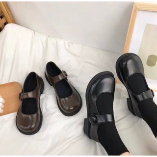 [order] Giày búp bê đế cao (nâu/đen)