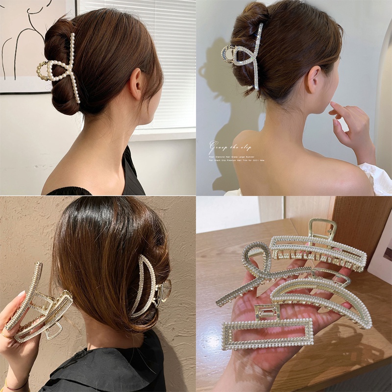 Kẹp tóc nữ đính đá và ngọc trai giả thanh lịch thời trang