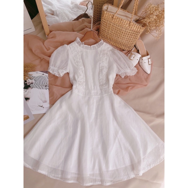 Đầm trắng 🌷Hình thật🌷Đầm trắng cổ tròn | BigBuy360 - bigbuy360.vn