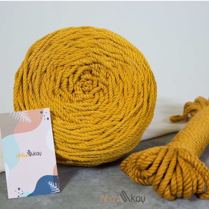 500 gram Dây thừng màu VÀNG MUSTARD macrame 5mm 3 xoắn