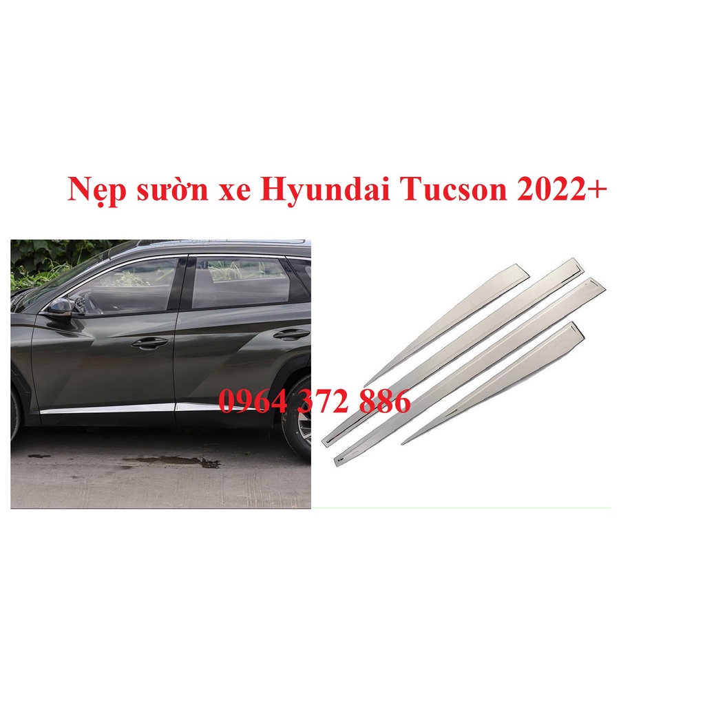 Ốp nẹp sườn, nẹp hông xe Hyundai Tucson 2022 2023 chất liệu mạ crom cao cấp