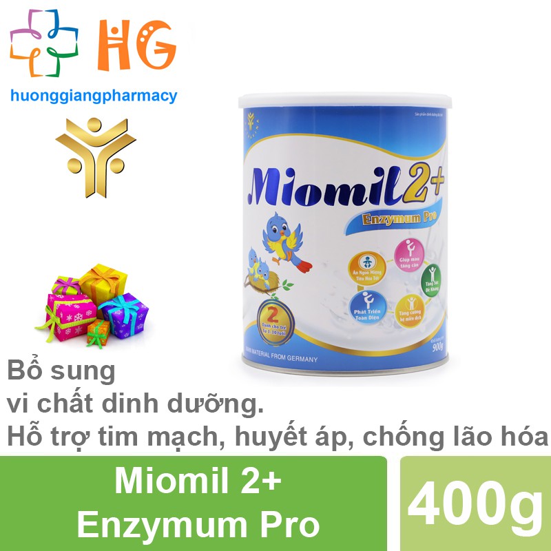 Sữa Miomil Enzymum Pro - Bổ sung dinh dương cho trẻ biếng ăn, chậm lớn, hấp thụ kém, táo bón, rối loạn tiêu hóa (H 400g)