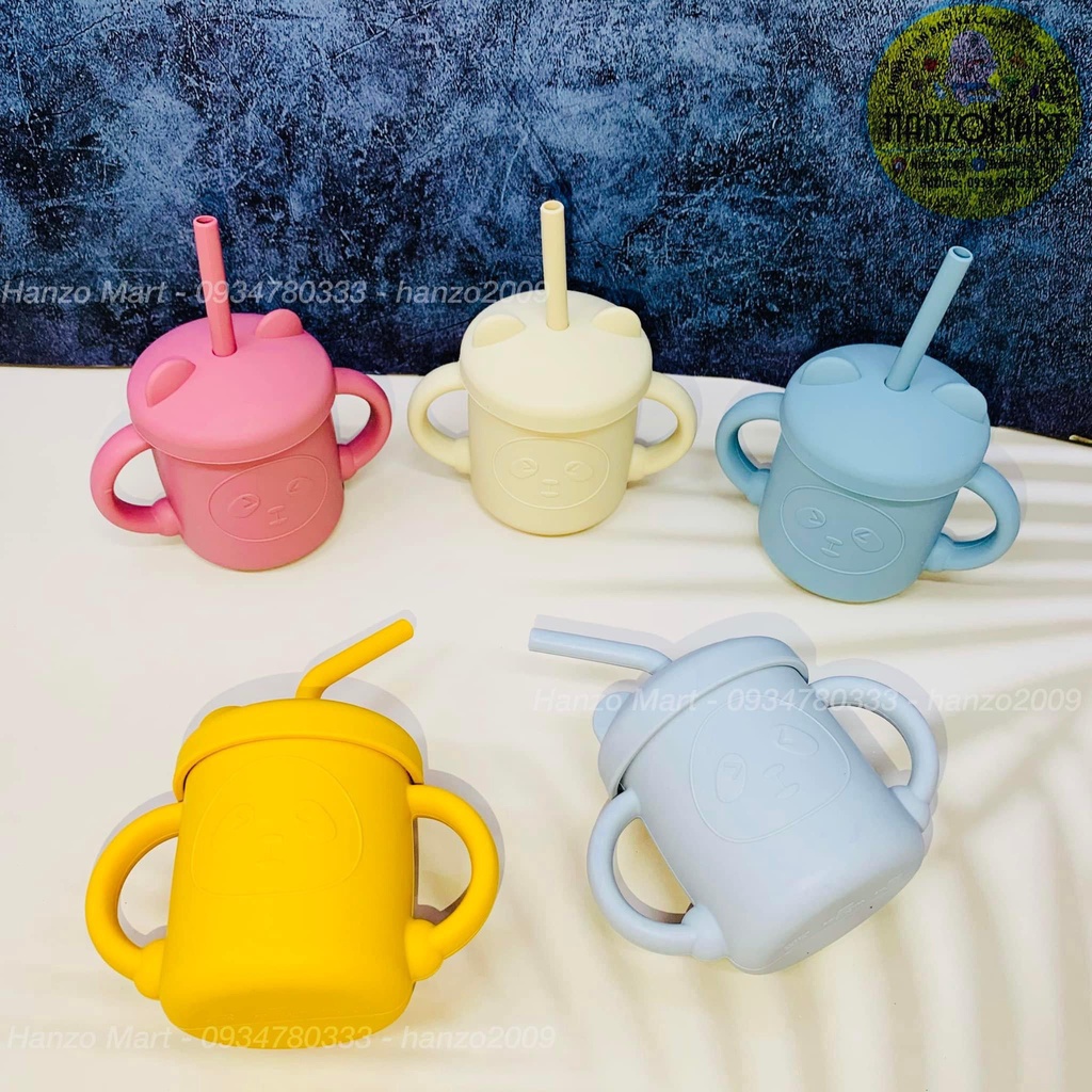 Cốc Uống Nước Silicon Hình Bé Mèo Sippy Cho Trẻ Em Tập Uống Nước