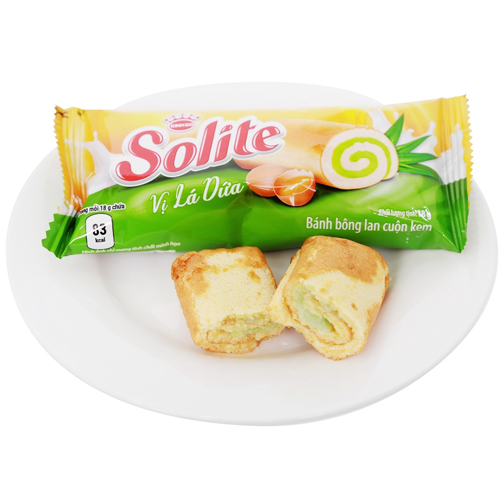 Bánh bông lan cuộn kem Solite hộp 360g (20 gói x18g)