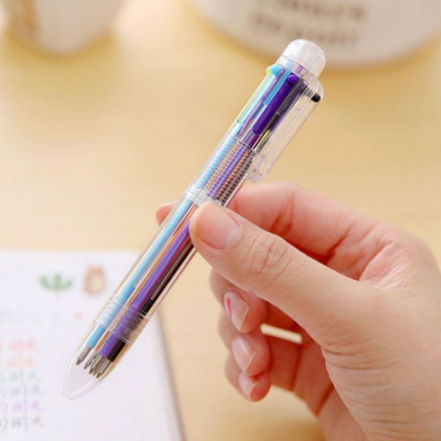 Bút bi bấm 6 màu phụ kiện văn phòng phẩm
