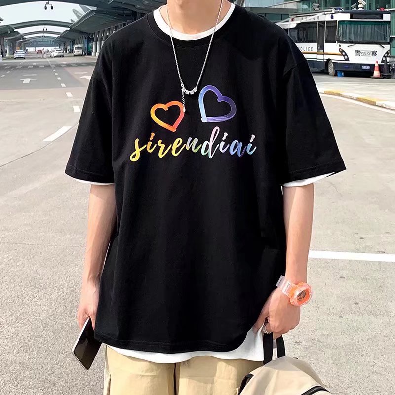 Áo Thun Tay Ngắn Dáng Rộng In Chữ Phong Cách Hip Hop Hàn Quốc Thời Trang Mùa Hè Cho Nam Size M-5XL