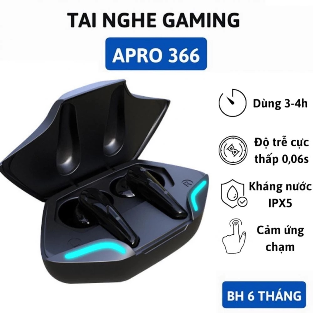 Tai Nghe Bluetooth GAMING APRO 366 CAO CẤP Có Đèn LED với độ trễ CỰC THẤP, GAME THỦ chuyên nghiệp , BASS Cực Hay