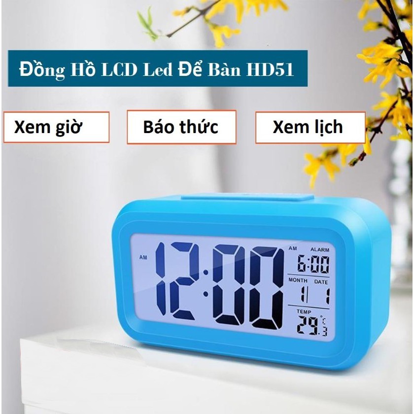 Đồng hồ để bàn màn hình LED. Đa năng: Báo thức Lịch Nhiệt độ. Đồng hồ điện tử LCD