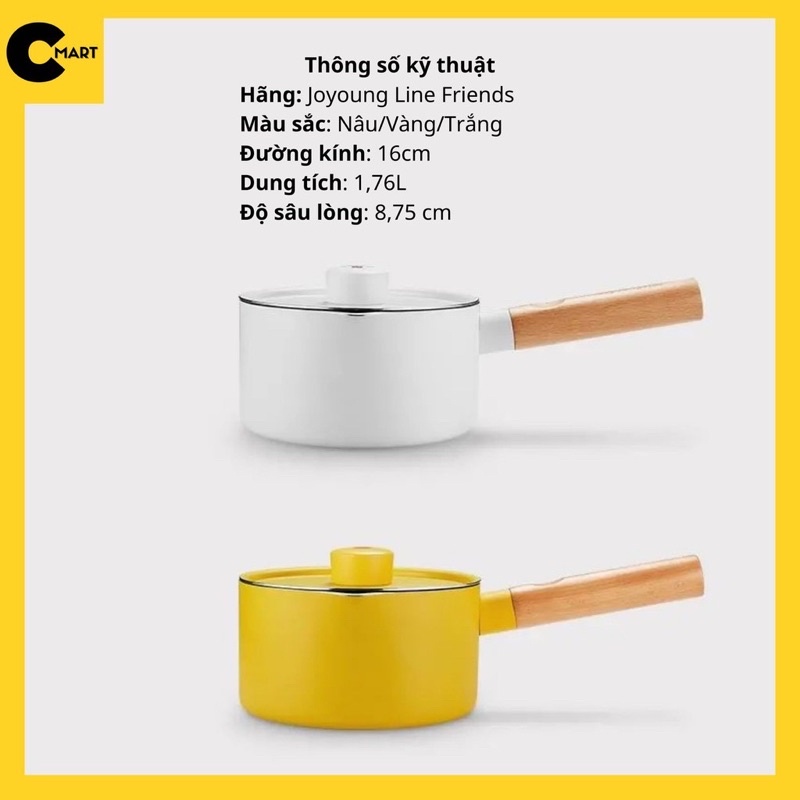 Nồi Nấu Chống Dính Joyoung Line Friends Gấu Brown Vịt Sally Thỏ Cody [CMART GIA DỤNG TIỆN ÍCH]