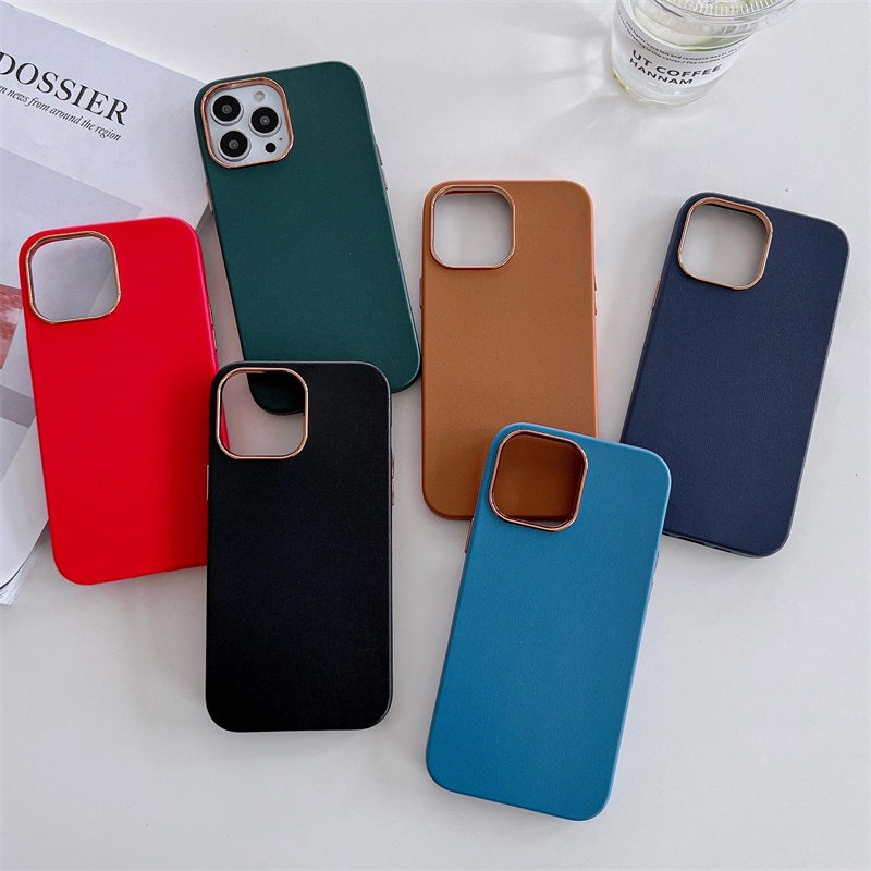 Koosuk Ốp Điện Thoại Da Mềm Mặt Nhám Khung Viền Mạ Màu Cho iPhone 13 12 Pro Max