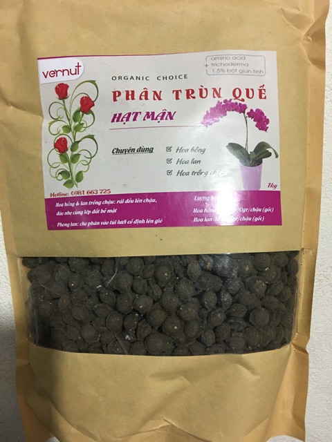 Phân Trùn quế Viên nén hạt mận tốt cho mọi loại cây gói 1kg