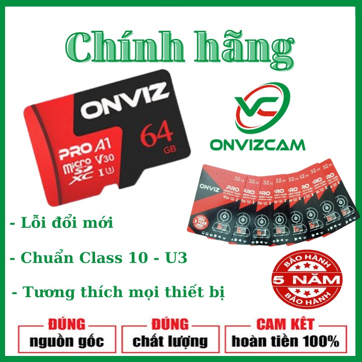 Thẻ nhớ tốc độ cao chuyên dụng cho camera IP các hãng YOOSEE / ONVIZ 32G/64G bảo hành 5 năm