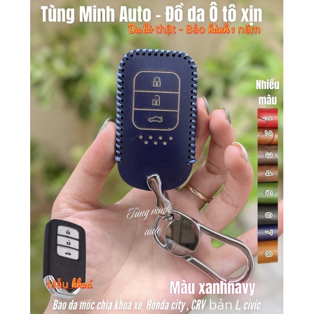 Bao da chìa khoá Honda City, CIVIC, ACCORD, CRV bản L  bọc chìa khoá da thật handmade , xịn xò