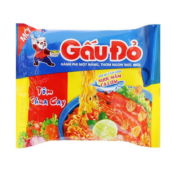Mì Ăn Liền Gấu Đỏ Tôm Chua Cay 65g Thùng 30 Gói