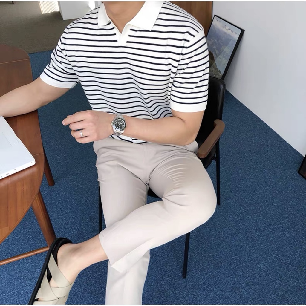Áo Polo Nam Cổ Bẻ Mongtoghi Korea kẻ chuẩn form - AP02