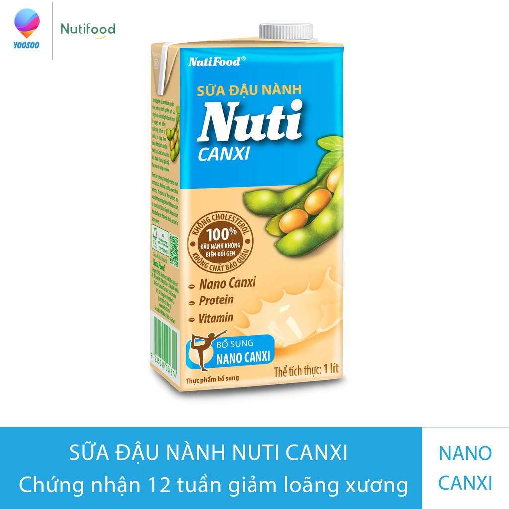 01 Thùng Sữa Đậu Nành Nuti Nguyên Chất/ Canxi 200ml - Hộp hoặc Bịch lựa chọn - Thương Hiệu NUTIFOOD - YOOSOO MALL