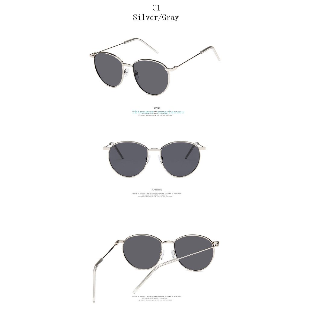 Kính mát gọng kim loại tròn phong cách vintage cho nữ