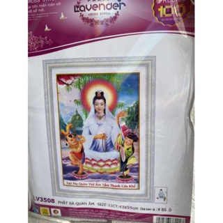 Tranh thêu chữ thập phật bà quan âm lv3508 chưa thêu