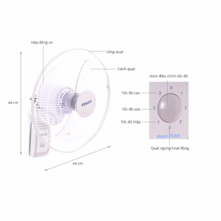 [ Combo 2 quạt ] Quạt đứng Senko DR1608 &amp; Quạt treo tường Senko TC 1626 chính hãng