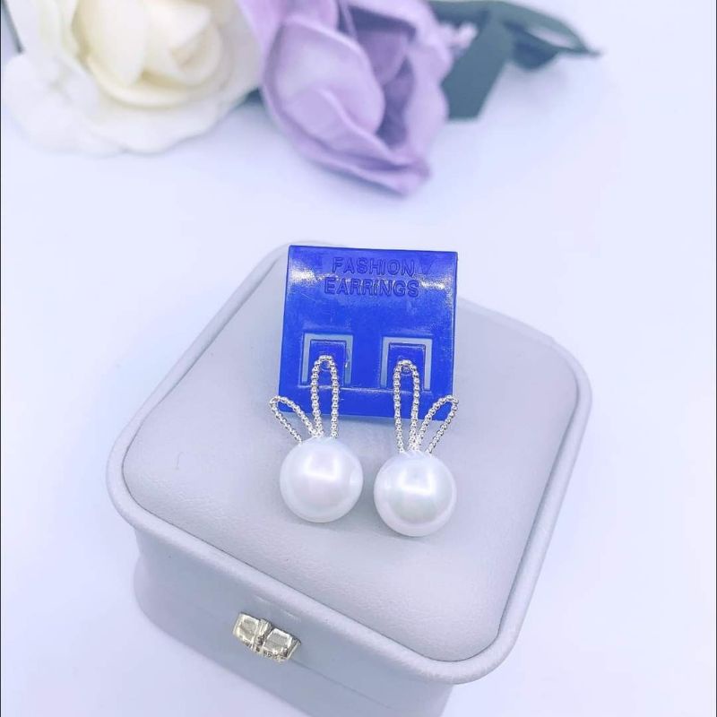 Bông tai bạc bông tai Thỏ gắn Ngọc Trai nhân tạo sang chảnh