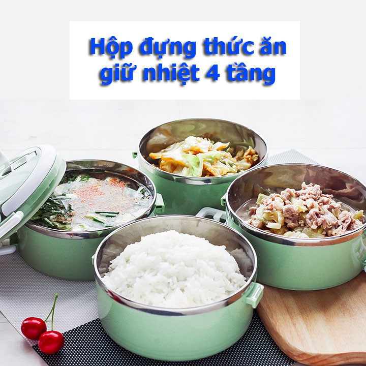 HỘP ĐỰNG CƠM GIỮ NHIỆT 4 TẦNG CẶP LỒNG LÀM TỪ NHỰA LÚA MẠCH Hộp Cơm Văn Phòng