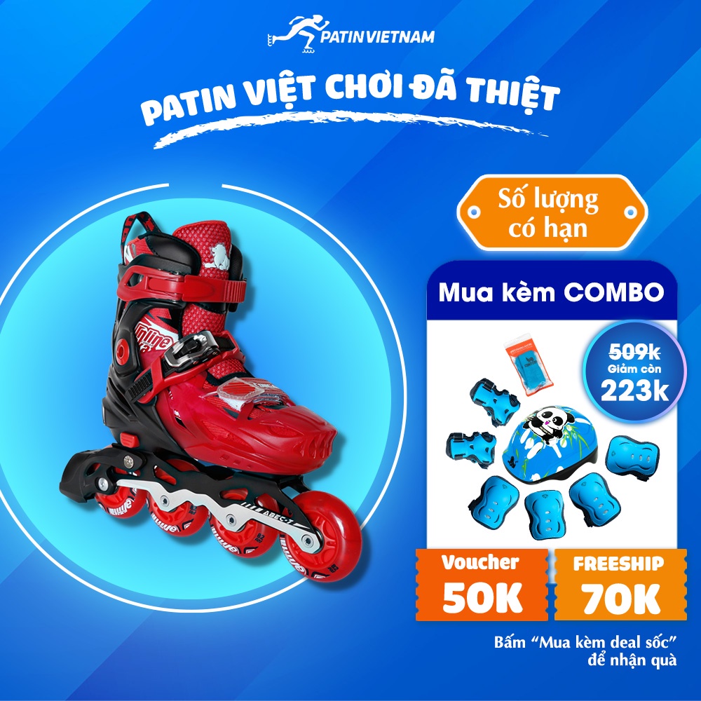 Giày Patin Trẻ Em Cao Cấp CENTOSY Cougar 333 - 8 Bánh Đèn Led Phát Sáng, Form Nhựa Siêu Chắc Chắn