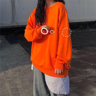 ÁO SWEATER TRƠN CHẤT NỈ LÓT BÔNG MÀU CAM - SWEATER UNISEX - MM