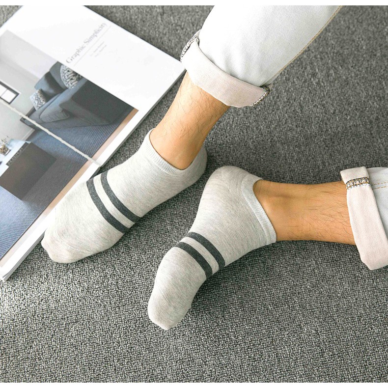 Vớ tất Hàn Quốc 02 sọc cổ thấp cotton thấm hút mồ hôi thoáng mát siêu đẹp ulzzang