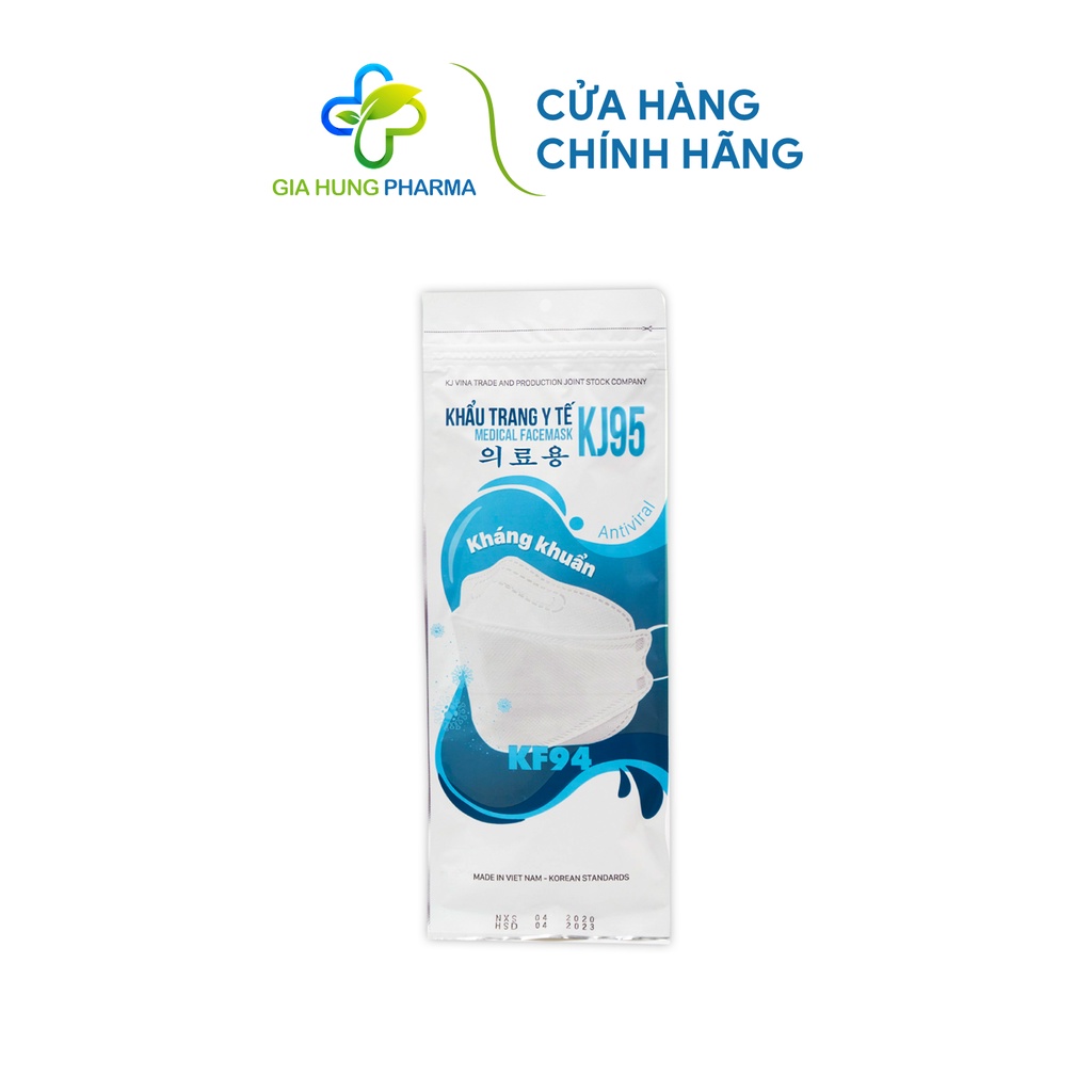 Khẩu Trang Y Tế 4 Lớp Hàn Quốc KJ95 KJVINA Không Dính Son, Chống Bụi Mịn 99% - 1 Túi (5 Cái)