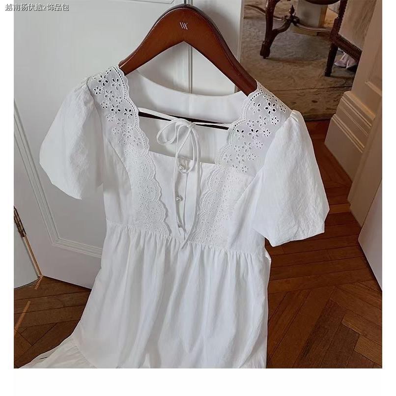 skirt dress page Dresses Dresses women's fashion long skirt long skirt tennis skirt tennis skirt caro skirt❀French lace collar, beautiful young lady s lace, long and thin in the first love, all-match dress