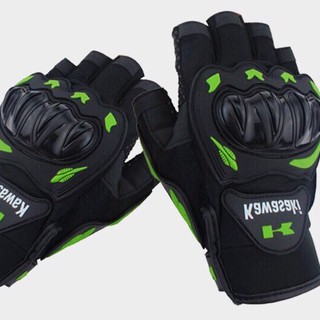 Găng tay Kawasaki gù nhựa cụt cao cấp đi xe máy