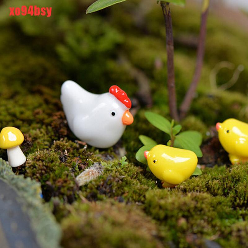 [xo94bsy]Mini Chicken Fairy Garden Miniatures Gnomes Moss Terrariums Resin Figurines For