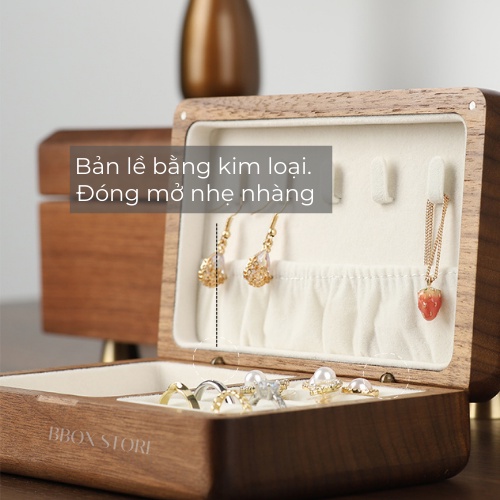 Hộp đựng trang sức, nữ trang chất liệu gỗ lót nhung cao cấp Bbox